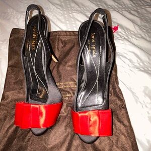 Kate Spade Black Heels with Red Bow